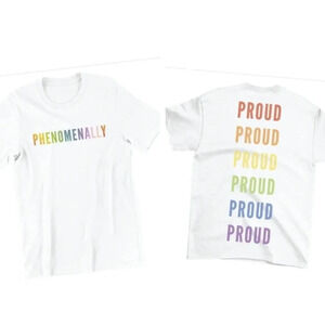 NWT Phenomenally Proud Pride T Shirt‎ Size Large Unsiex LGBTQ+ 100%Cotton White